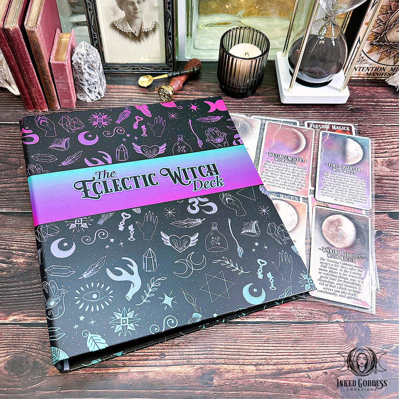 Load image into Gallery viewer, Colorful Binder for The Eclectic Witch Card Deck with Card Sleeves- Inked Goddess Creations
