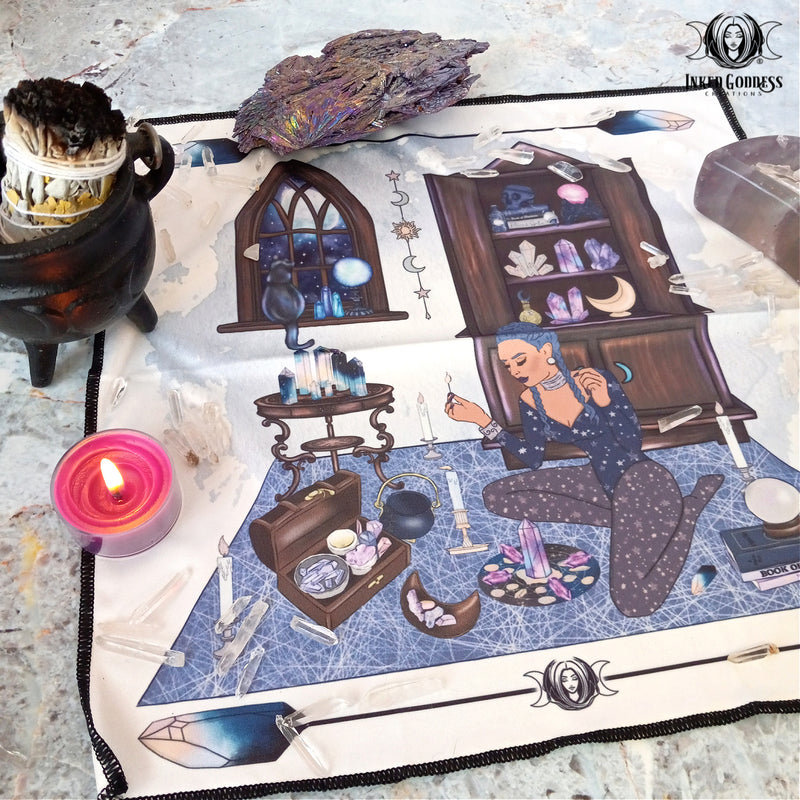 Load image into Gallery viewer, Crystal Witch Altar Cloth - IGC Exclusive!!- Inked Goddess Creations
