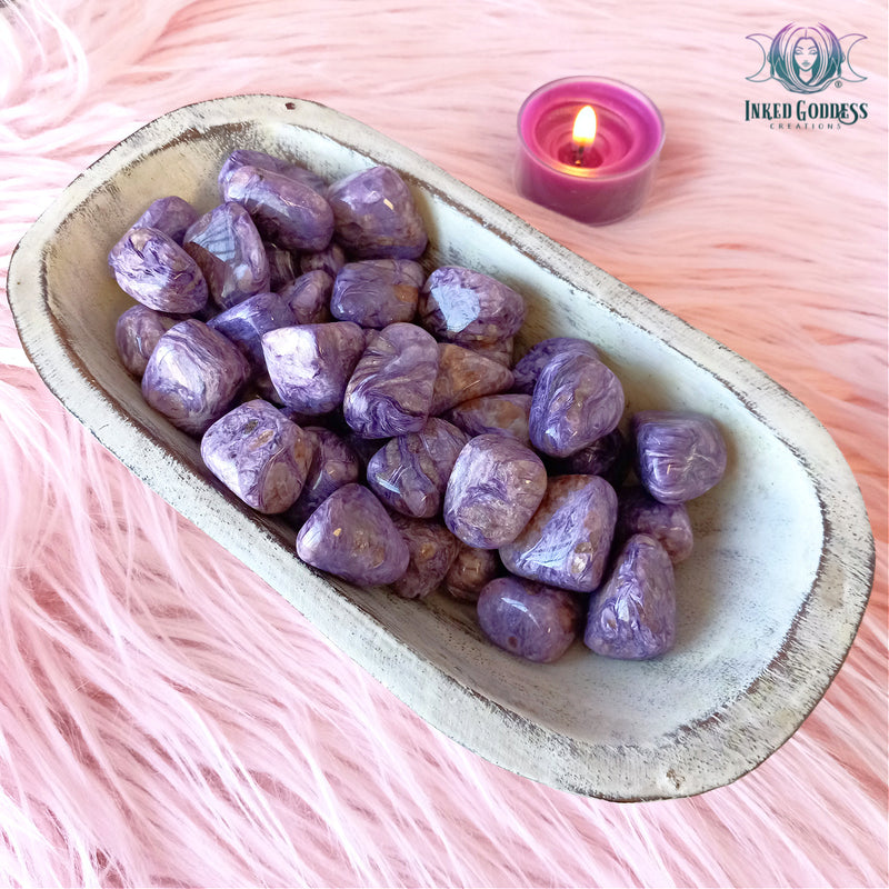 Load image into Gallery viewer, Charoite Tumbled Gemstone for Quick Decision Making- Inked Goddess Creations
