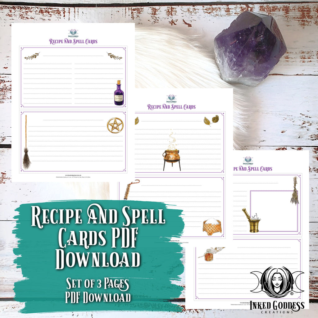 Recipe and Spell Cards Printable Set- PDF Download