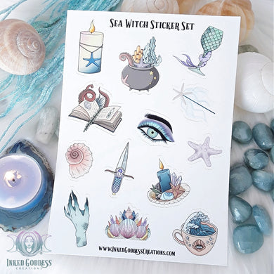 Sea Witch Sticker Set for Sea Magick- Inked Goddess Creations